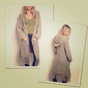Chunky Knit Cardigan with Hoodie